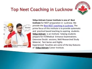 Best NEET coaching in Lucknow .