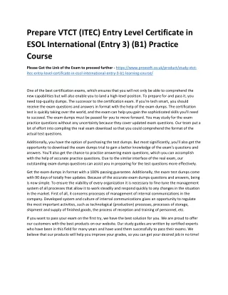 prepare vtct itec entry level certificate in esol