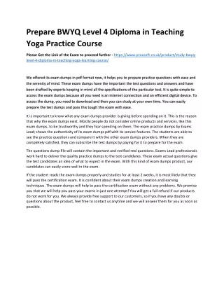 prepare bwyq level 4 diploma in teaching yoga