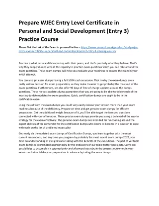 prepare wjec entry level certificate in personal