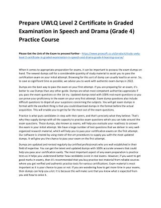 prepare uwlq level 2 certificate in graded
