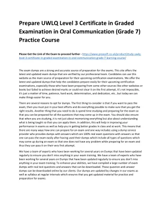 prepare uwlq level 3 certificate in graded