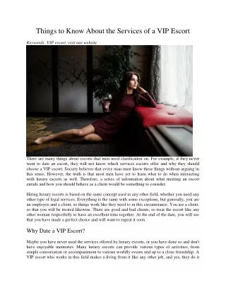 things to know about the services of a vip escort