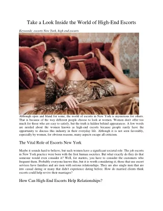 take a look inside the world of high end escorts