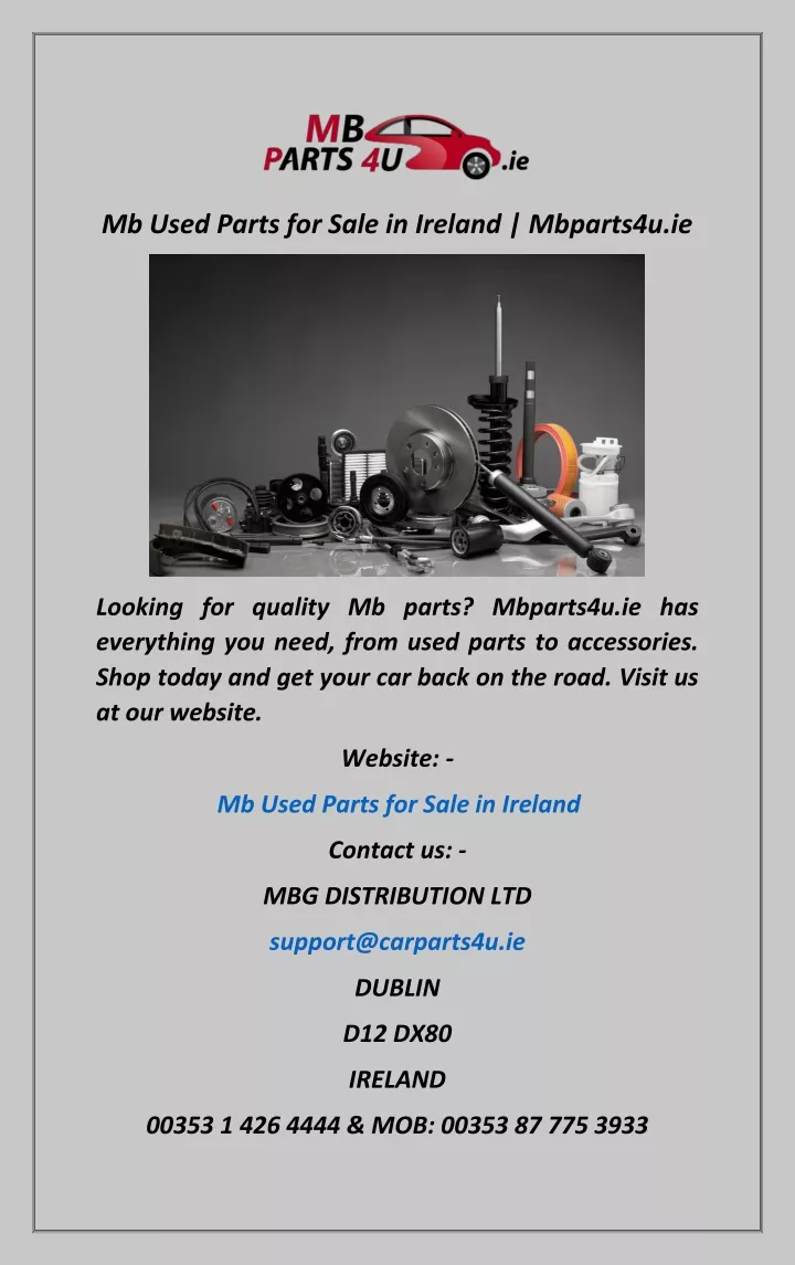 mb used parts for sale in ireland mbparts4u ie