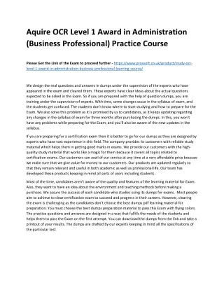 aquire ocr level 1 award in administration