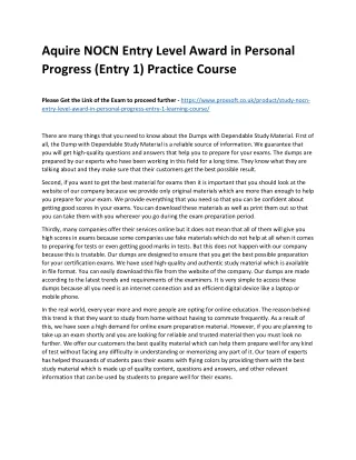 aquire nocn entry level award in personal
