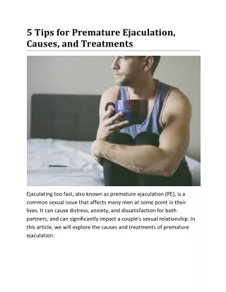 5 Tips for Premature Ejaculation, Causes, and Treatments