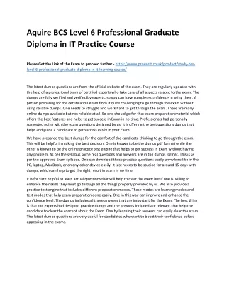 aquire bcs level 6 professional graduate diploma