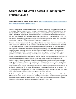aquire ocn ni level 2 award in photography