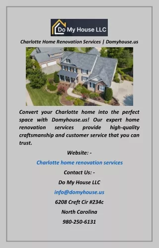 Charlotte Home Renovation Services  Domyhouse.us