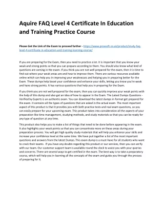 aquire faq level 4 certificate in education