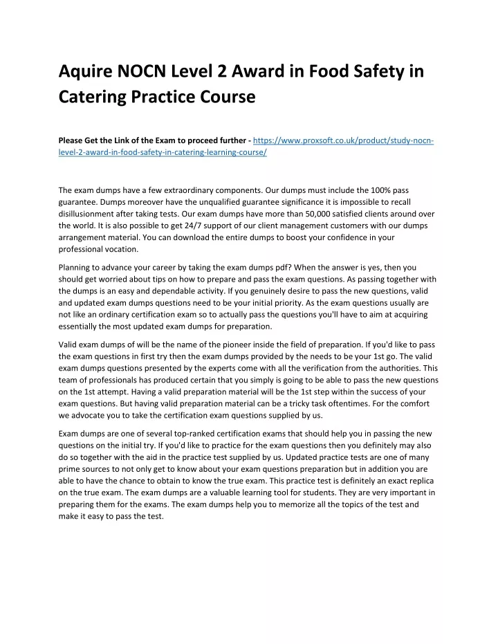 aquire nocn level 2 award in food safety
