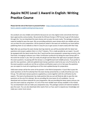 aquire ncfe level 1 award in english writing