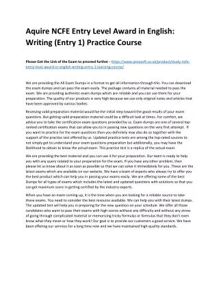 aquire ncfe entry level award in english writing