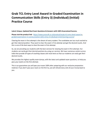 grab tcl entry level award in graded examination