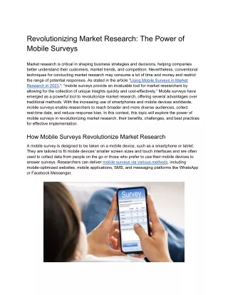 Revolutionizing Market Research - The Power of Mobile Surveys