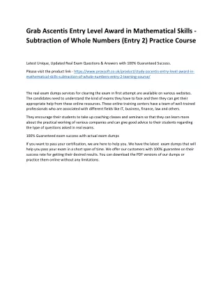 grab ascentis entry level award in mathematical