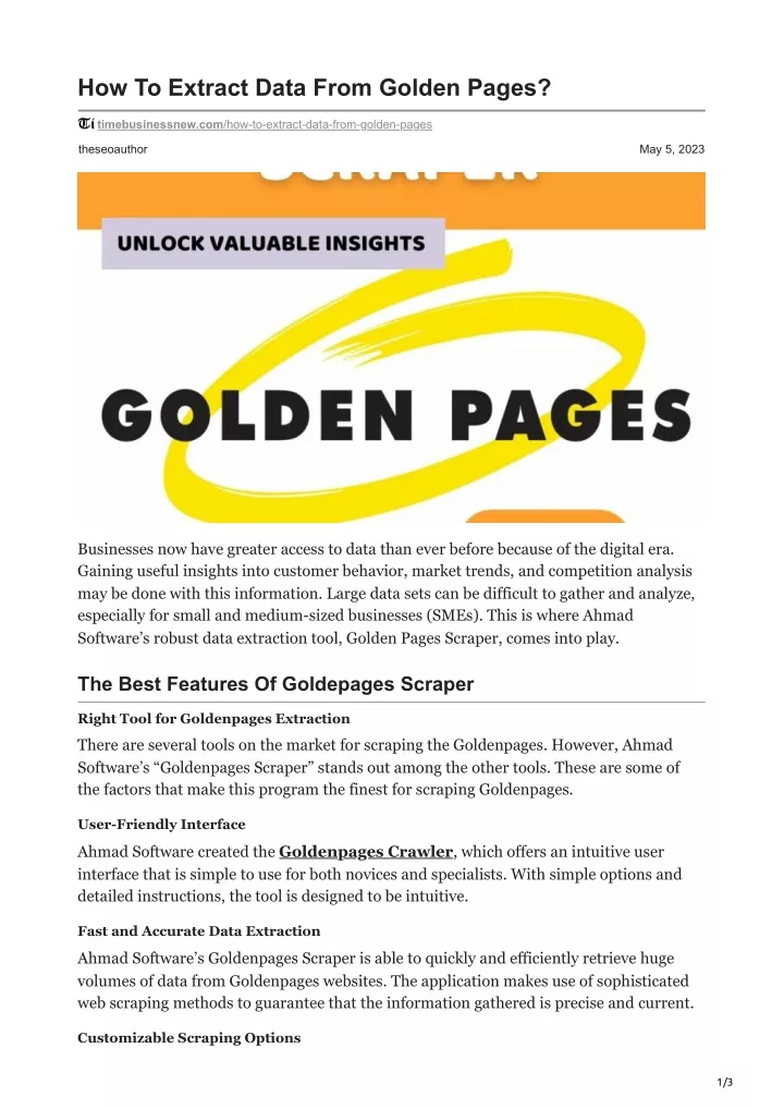 how to extract data from golden pages