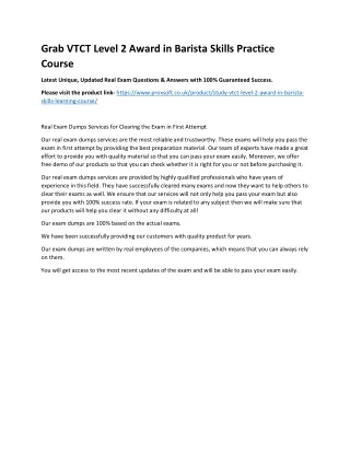 grab vtct level 2 award in barista skills