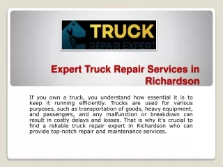 Truck Repair Expert in Richardson