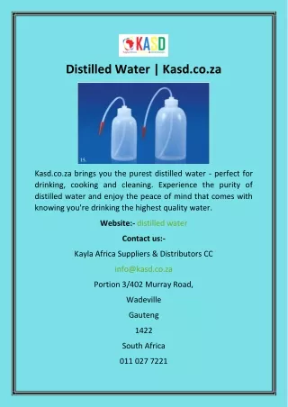 Distilled Water  Kasd.co.za