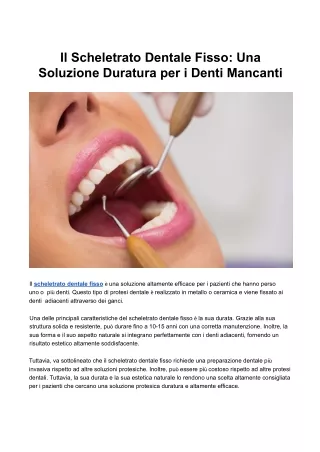 Il Scheletrato Dentale Fisso Una Soluzione Duratura per i Denti Mancanti