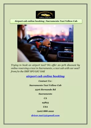 Airport cab online booking | Sacramento Taxi Yellow Cab