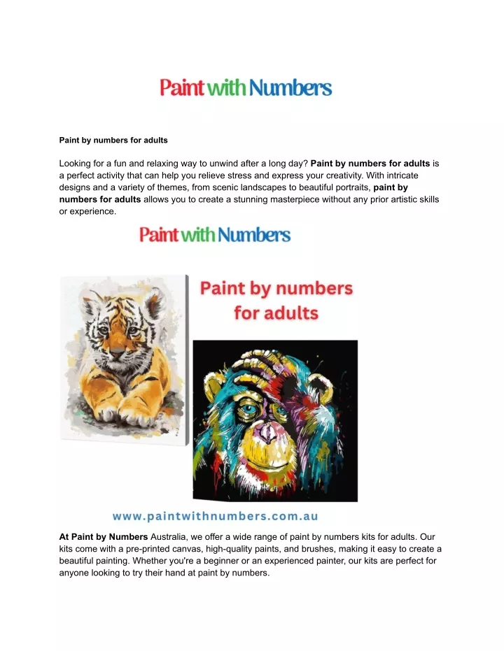 paint by numbers for adults