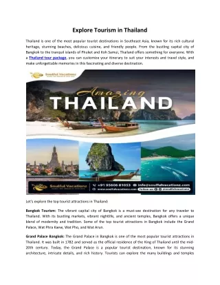 Explore Tourism in Thailand
