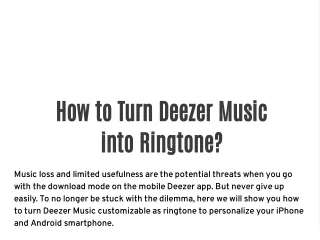 How to Turn Deezer Music into Ringtone?