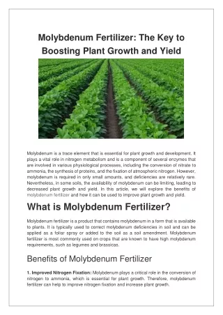 molybdenum fertilizer the key to boosting plant