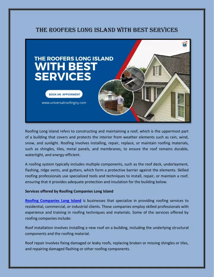 the roofers long island with best services