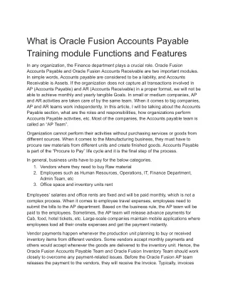 what is oracle fusion accounts payable training