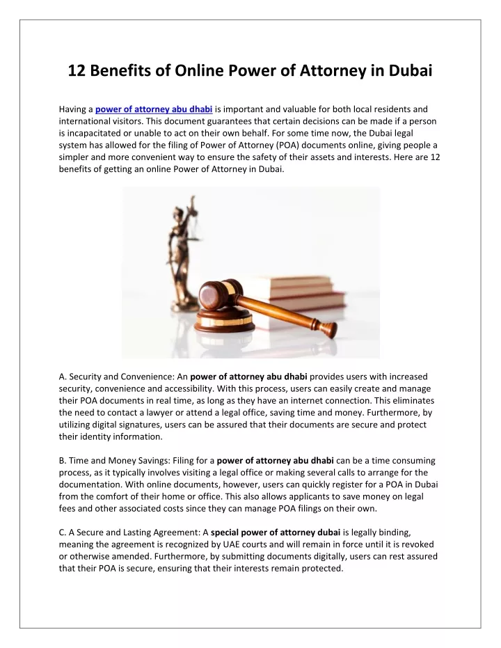 12 benefits of online power of attorney in dubai