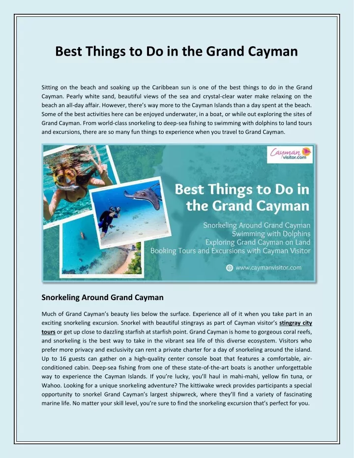 best things to do in the grand cayman