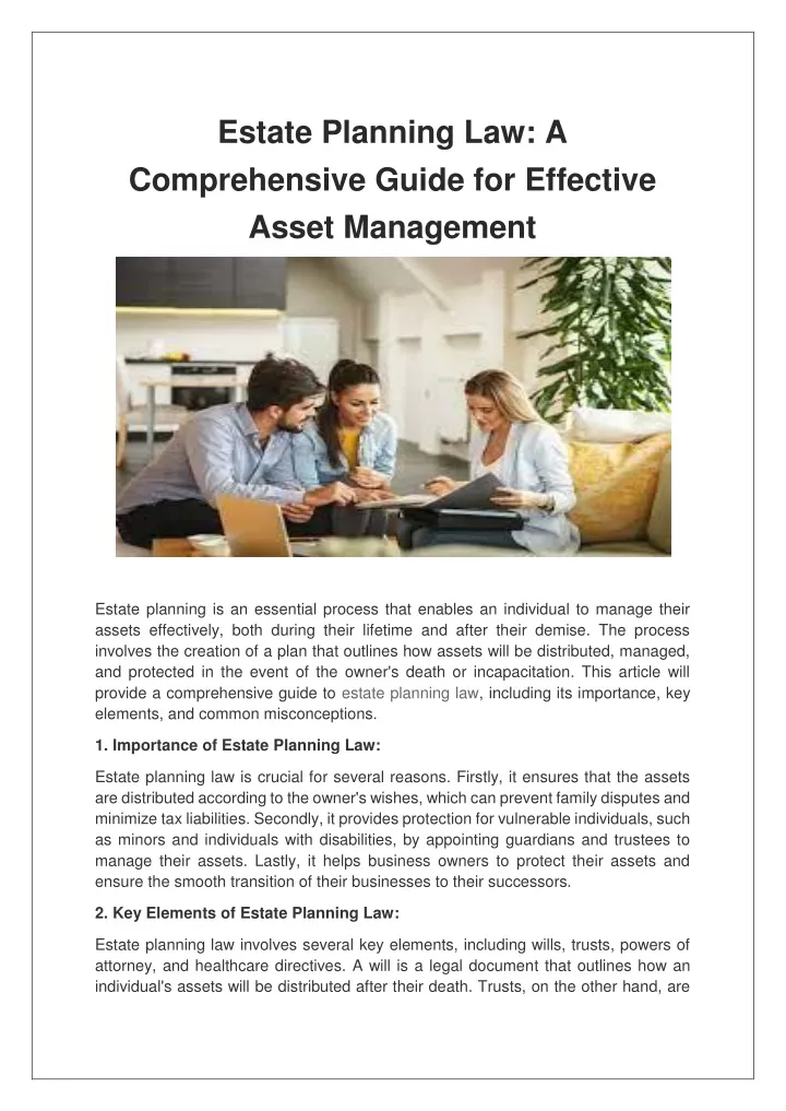 estate planning law a comprehensive guide