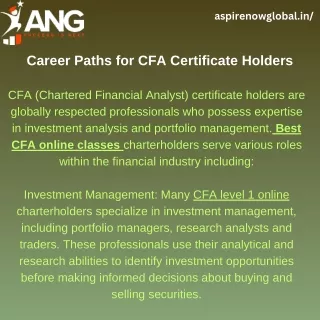 CFA Certificate Online Holder Career Paths in Delhi