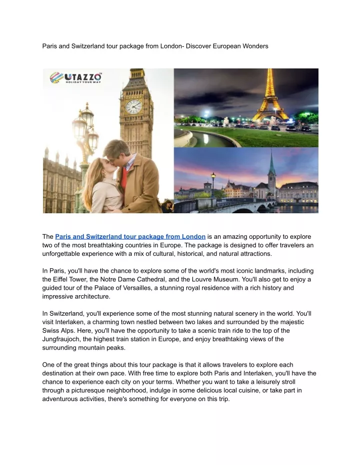 paris and switzerland tour package from london