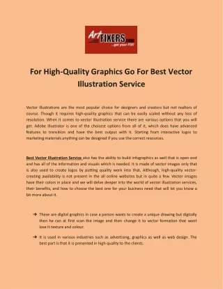 For High-Quality Graphics Go For Best Vector Illustration Service