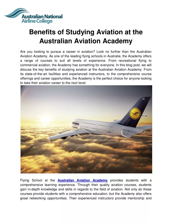 benefits of studying aviation at the australian