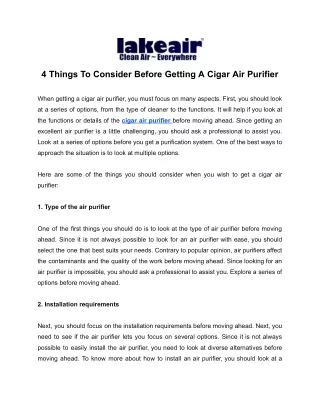 4 Things To Consider Before Getting A Cigar Air Purifier