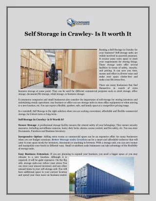 Self Storage In Crawley- Is It Worth It