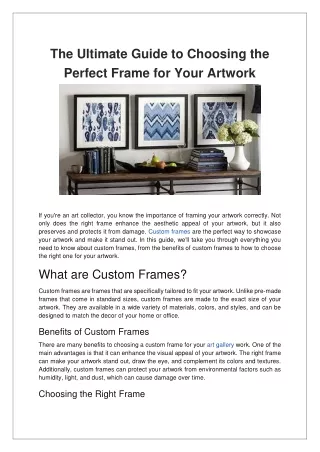 the ultimate guide to choosing the perfect frame