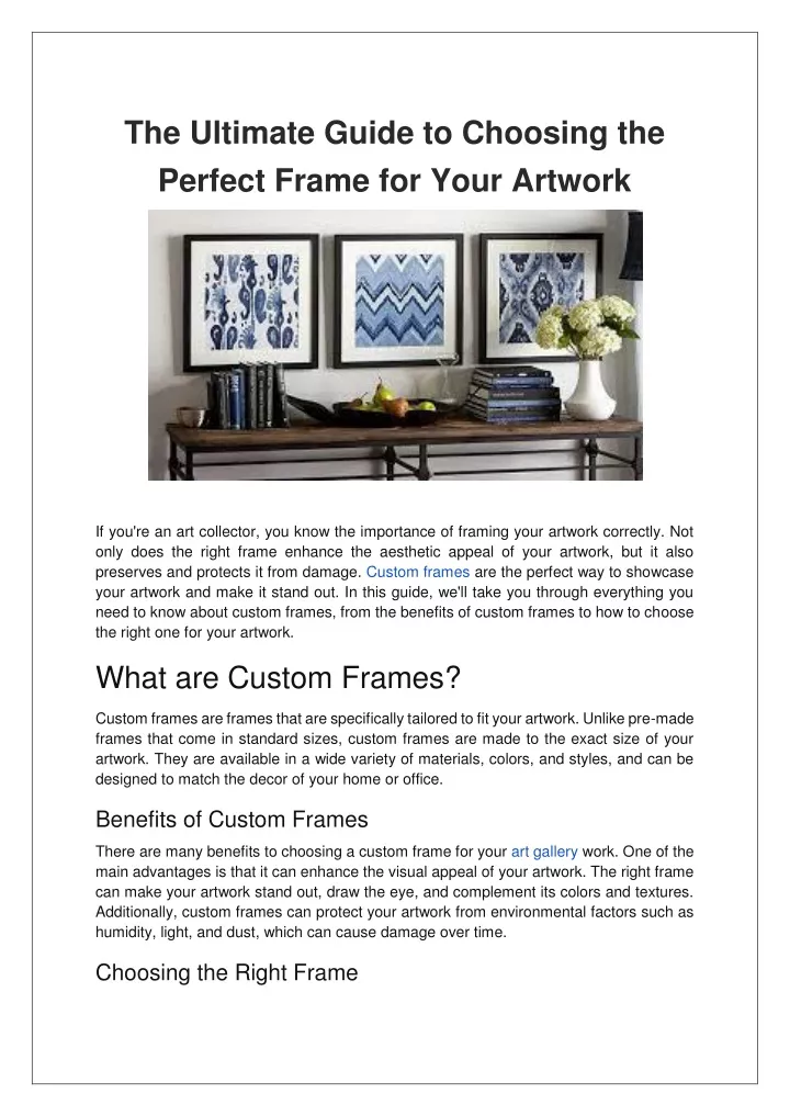 the ultimate guide to choosing the perfect frame