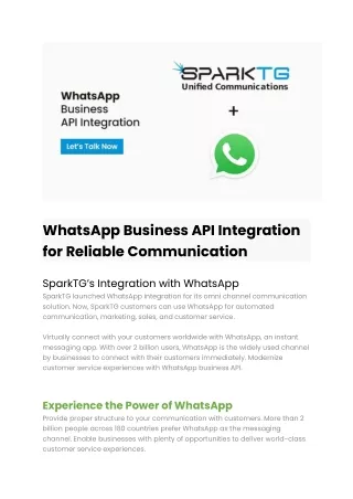 WhatsApp Business API Integration for Reliable Communication