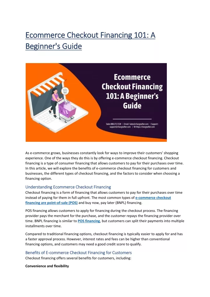 ecommerce checkout financing 101 a ecommerce