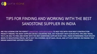 Tips for Finding and Working with the Best Sandstone Supplier in India