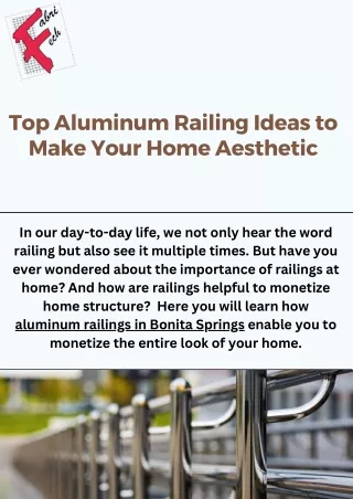Custom Aluminum Railings in Bonita Springs for Homes & Businesses