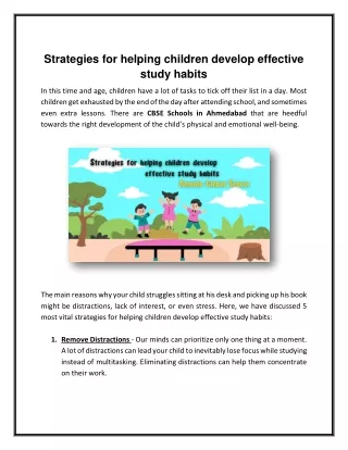 Strategies for helping children develop effective study habits